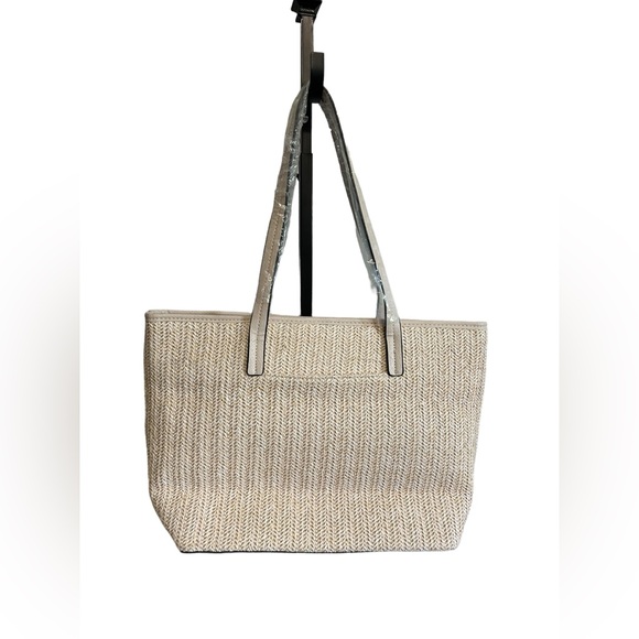 LONDON FOG Alisa Jute Straw Tote Handbag Cream Gold Tone Hardware NWT - Picture 3 of 14